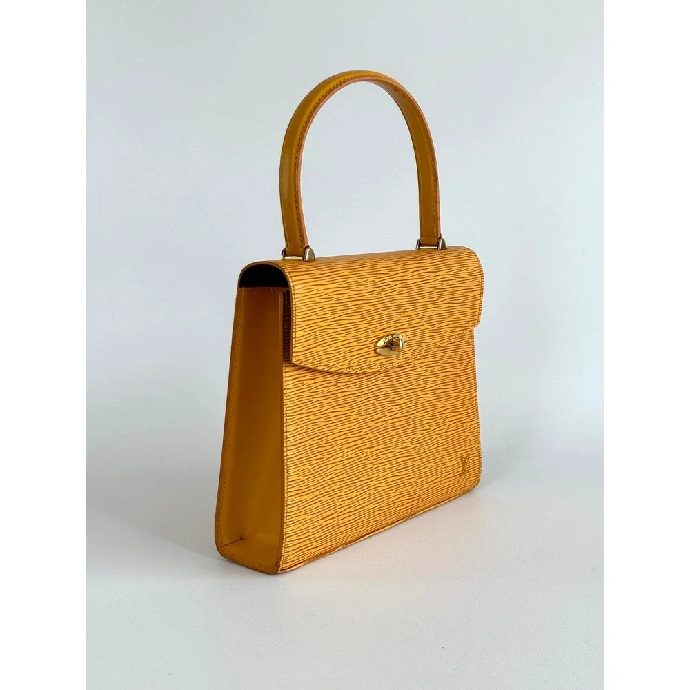 Louis Vuitton Malesherbes Epi Leather Yellow Purple Vintage 90s Handbag MI0963